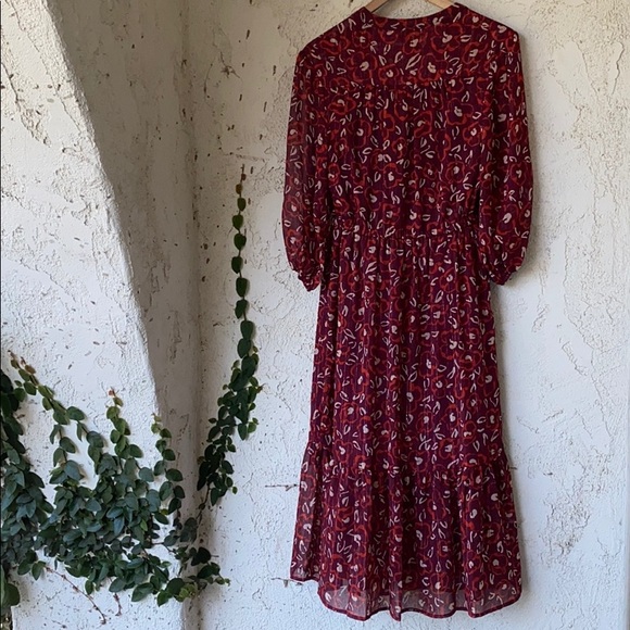 🎉HP🎉Kaari Blue Split Neck Midi Peasant Dress - Picture 4 of 8